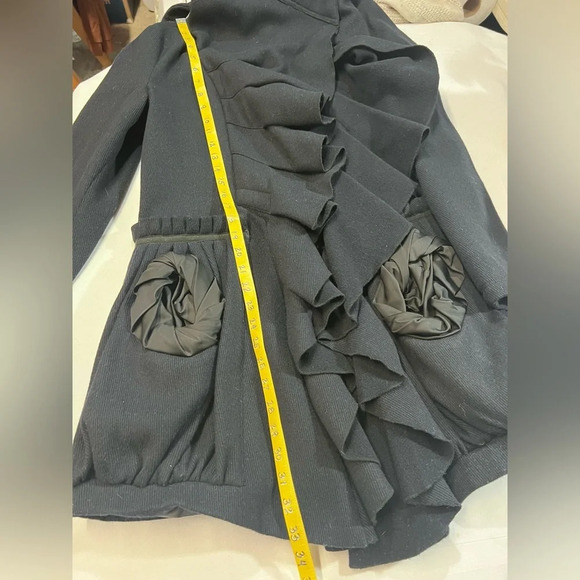 🛍️KATHERINE BARCLAY “Unique” Black Wool blend Frock/coat size S. - Picture 14 of 14